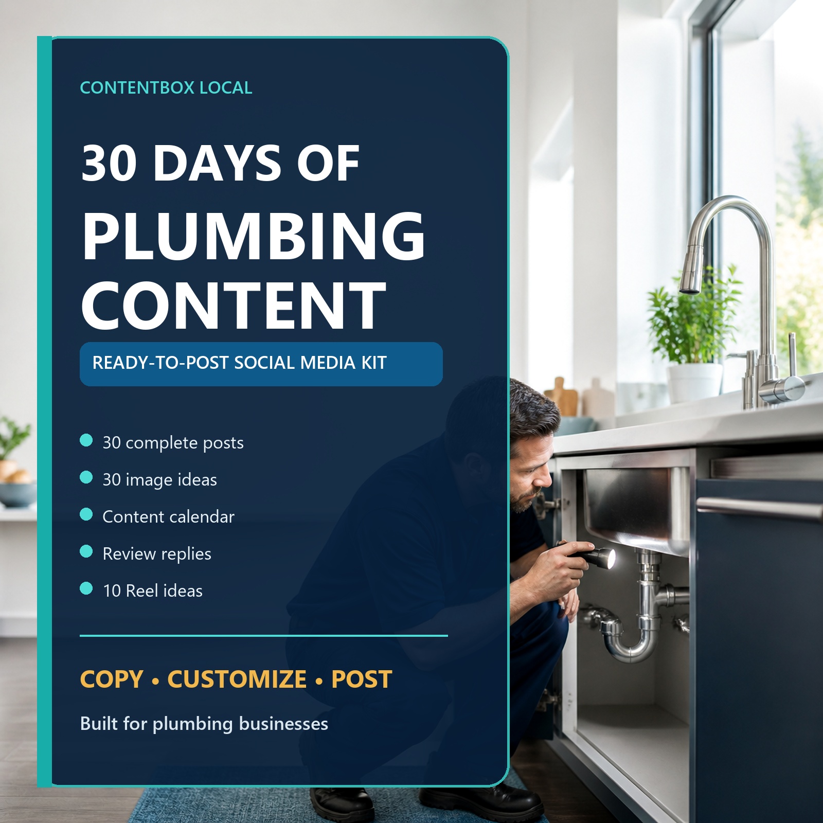 Portada del kit de contenido para empresas de plomería de ContentBox Local
